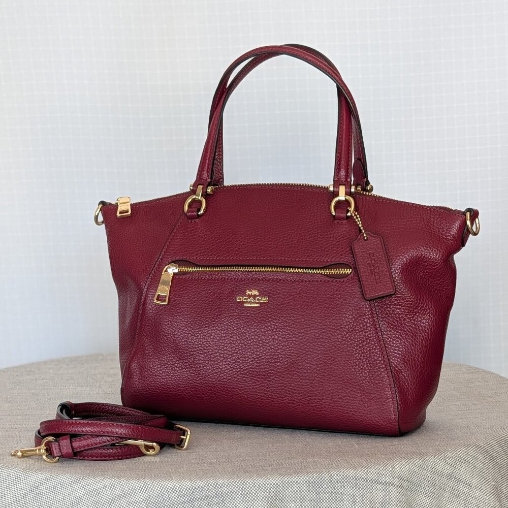 Coach 2020 Prairie Satchel 79997 Pebbled Leather Crossbody Bag – Deep Red